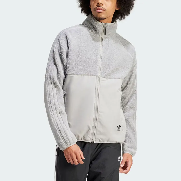 Adidas Originals Polar Fleece Full-Zip Top Velvet-feel Coat Men's Pure Gray-1