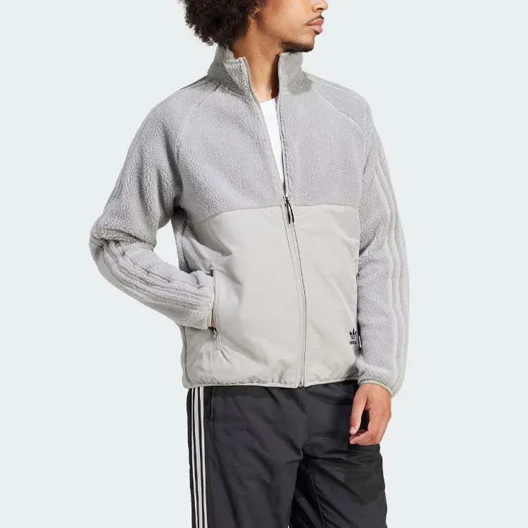 Adidas Originals Polar Fleece Full-Zip Top Velvet-feel Coat Men's Pure Gray-3