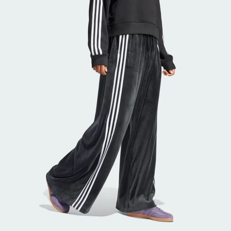 Adidas Originals Velvet Loose Track Pants Knitted Sports Pants Women's Black-3