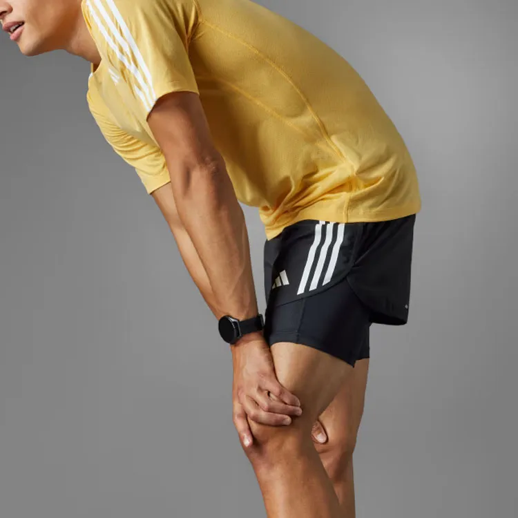 Adidas Own The Run 3 Stripes 2 In 1 Shorts Sports Shorts Men's Black-6