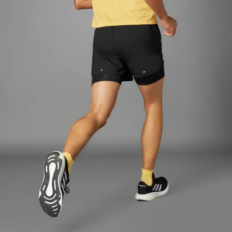 Adidas Own The Run 3 Stripes 2 In 1 Shorts Sports Shorts Men's Black-2