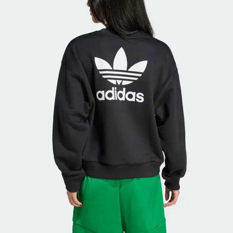 Adidas Originals Trefoil Cropped Sweater Sweatshirt Women's Black-2