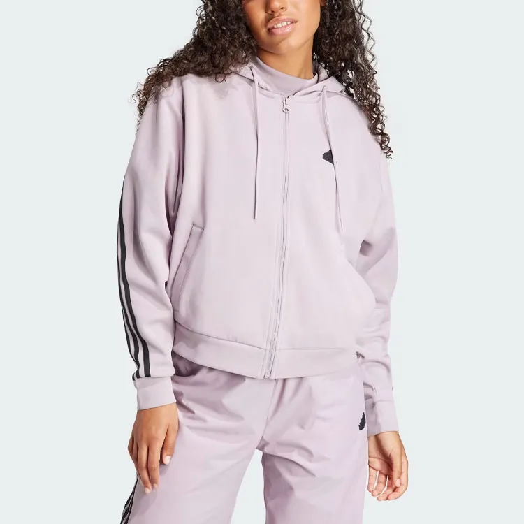 Adidas Future Icons 3-Stripes Full Zip Hoodie Sweatshirt Women's Light Purple-3