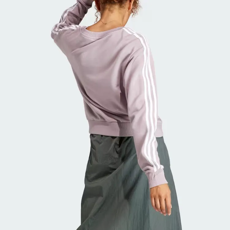 adidas Essentials Women's 3-Stripes V-Neck Sweatshirt Purple-2
