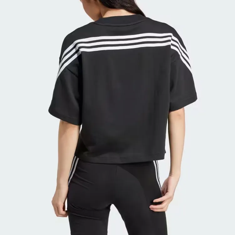 Adidas Drop Shoulder Sleeve T Shirt Women's Black-2