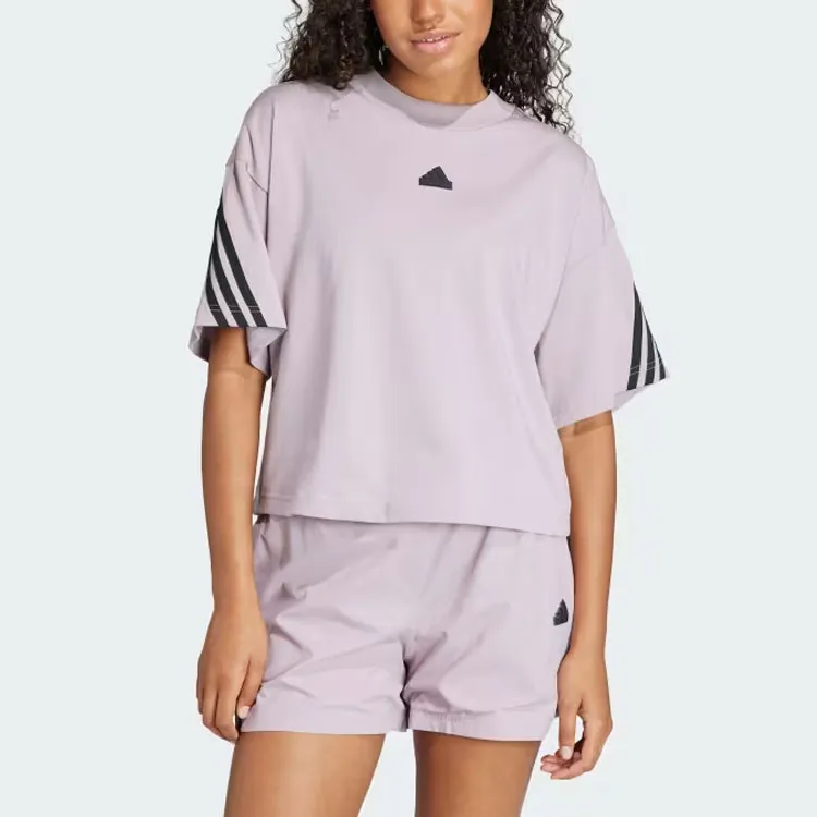 Adidas Drop Shoulder Sleeve T Shirt Women's Purple-1