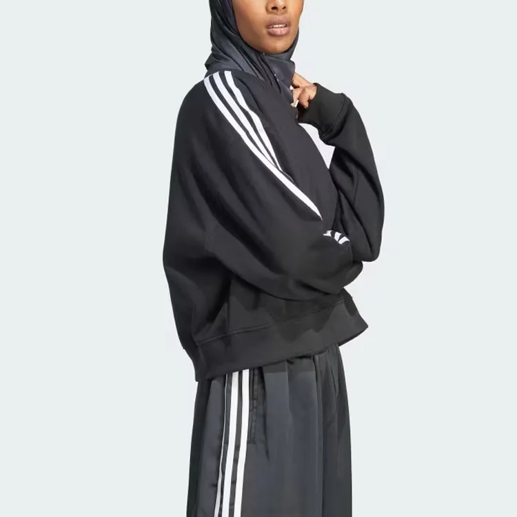 Adidas Originals Women's 3 Stripes Crew Sweatshirt Black-2