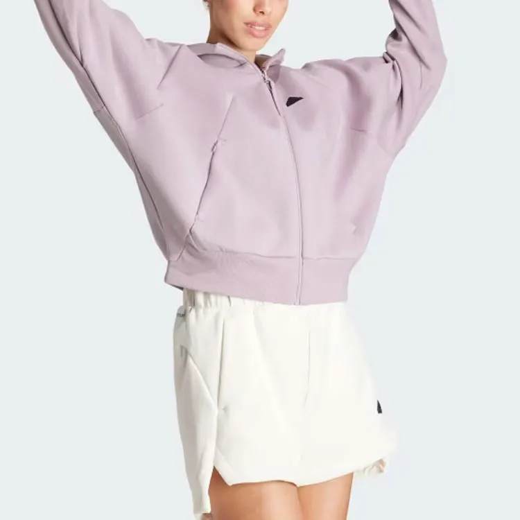 Adidas Z.N.E. Full Zip Hoodie Sweatshirt Women's Light Purple-3
