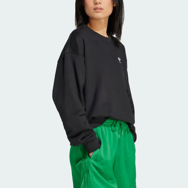 Adidas Originals Trefoil Cropped Sweater Sweatshirt Women's Black-3