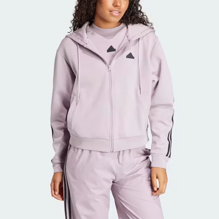 Adidas Future Icons 3-Stripes Full Zip Hoodie Sweatshirt Women's Light Purple-1
