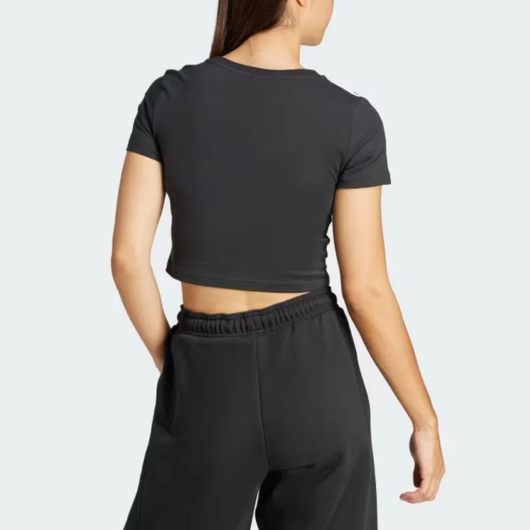 adidas Women's Essentials 3-Stripes Colorblock Tee Black-3