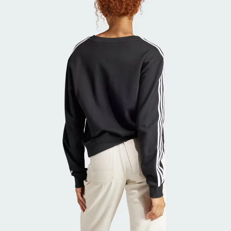 adidas Women's Essentials 3-Stripes V-Neck Sweatshirt Black-2