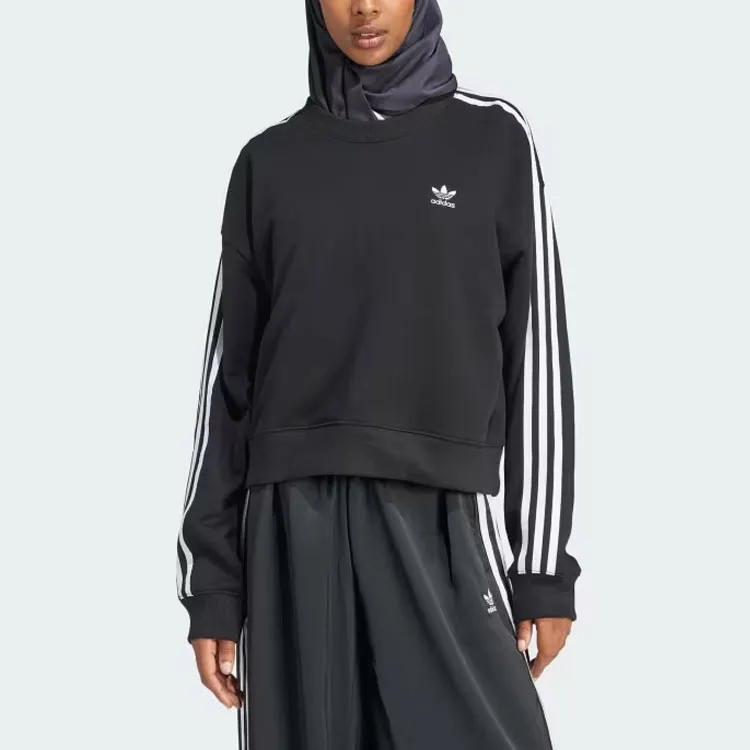 Adidas Originals Women's 3 Stripes Crew Sweatshirt Black-1
