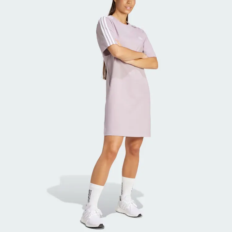 Adidas Free Shipping With AdiClub Essentials 3-Stripes Single Jersey Boyfriend Tee Dress-3