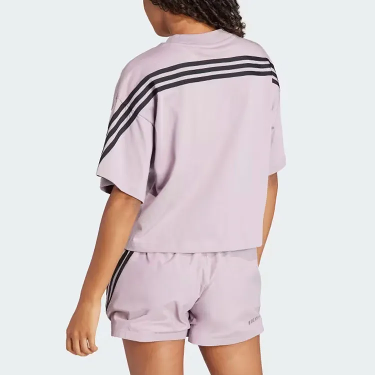 Adidas Drop Shoulder Sleeve T Shirt Women's Purple-2