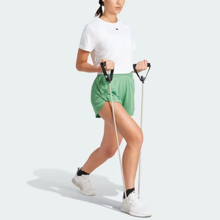 Adidas Pacer Essentials Knit High Rise Shorts Sports Shorts Women's Green-3
