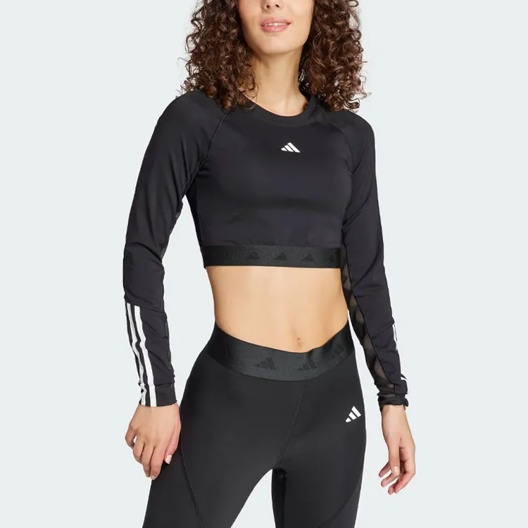 Adidas Free Shipping With AdiClub Hyperglam Training Cropped Long Sleeve Tee-1
