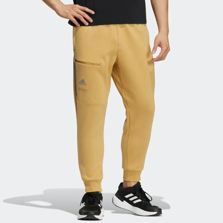 Adidas Knitted Sports Pants Men's Light Gold-1
