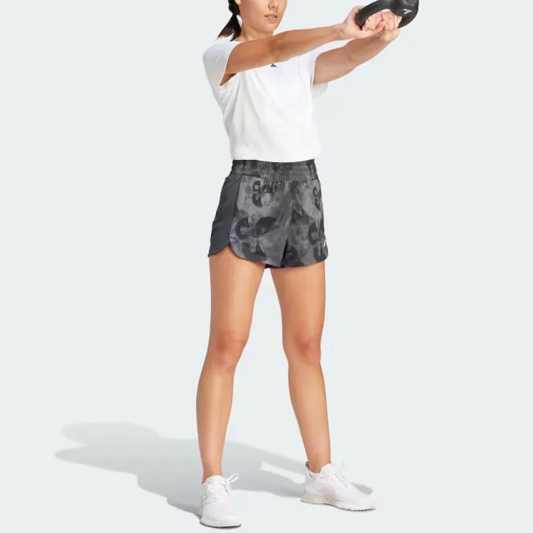 Adidas Pacer Essentials Aop Flower Tie Dye Knit Shorts Sports Shorts Women's Black-3
