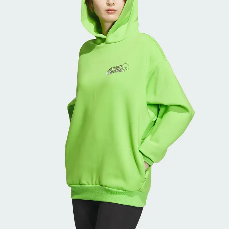 Adidas Basketball Graphic Hoodie Sweatshirt Unisex Semi-Neon Green-3