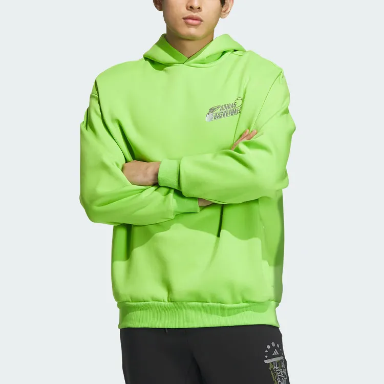 Adidas Basketball Graphic Hoodie Sweatshirt Unisex Semi-Neon Green-4