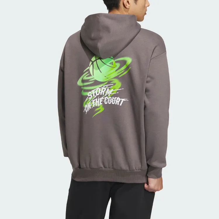 Adidas Basketball Graphic Hoodie Sweatshirt Unisex Charcoal Gray-2