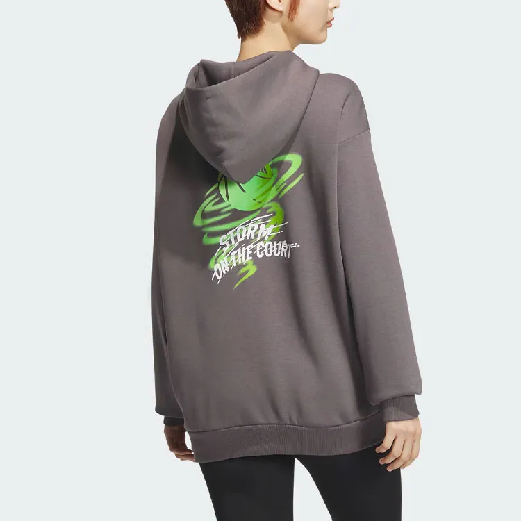 Adidas Basketball Graphic Hoodie Sweatshirt Unisex Charcoal Gray-5