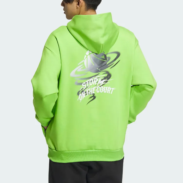Adidas Basketball Graphic Hoodie Sweatshirt Unisex Semi-Neon Green-2