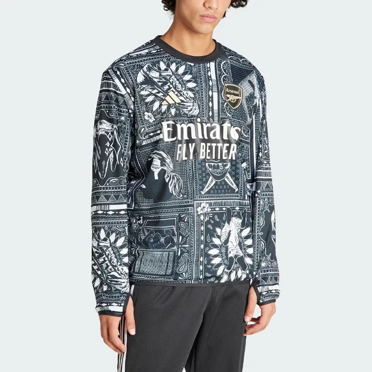 Adidas x YIEN·LAITE LIANMINGKUAN Arsenal Ian Wright Pre Match Sweatshirt Men's Black-1