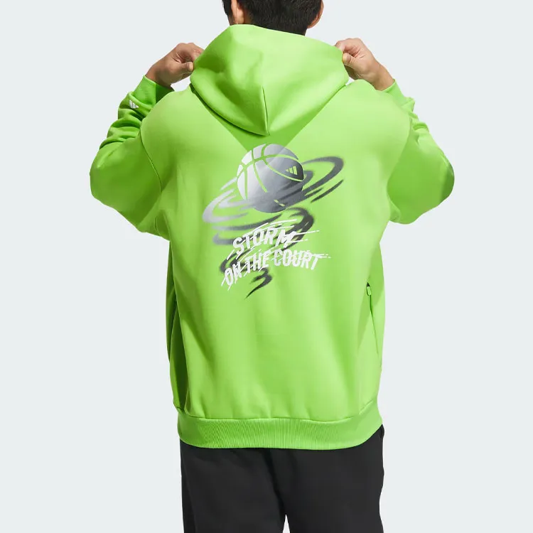 Adidas Basketball Graphic Hoodie Sweatshirt Unisex Semi-Neon Green-5