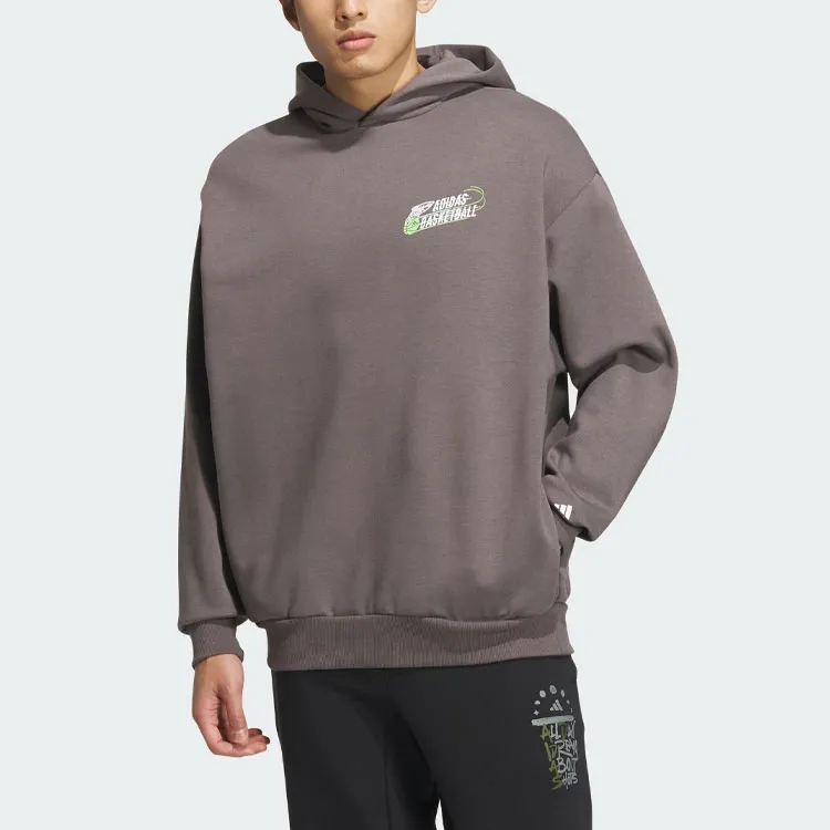 Adidas Basketball Graphic Hoodie Sweatshirt Unisex Charcoal Gray-1