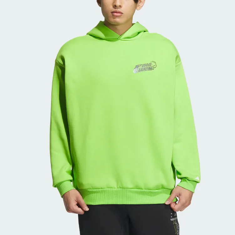 Adidas Basketball Graphic Hoodie Sweatshirt Unisex Semi-Neon Green-1