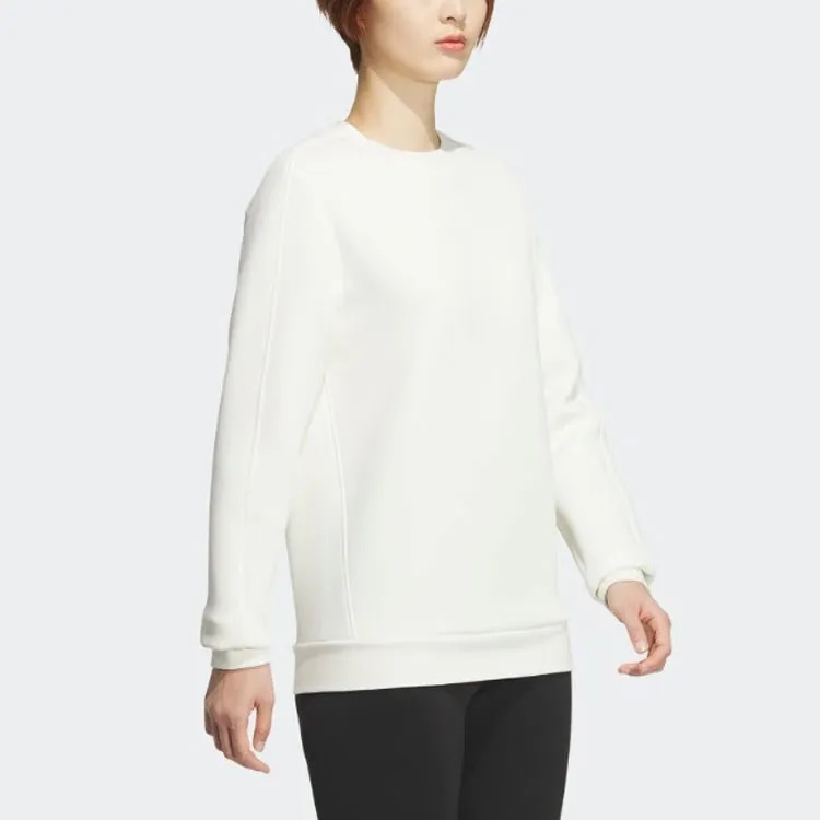 adidas W Pm Crew Knit Pullover Long-Sleeve Sweatshirt White-3
