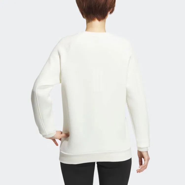 adidas W Pm Crew Knit Pullover Long-Sleeve Sweatshirt White-2