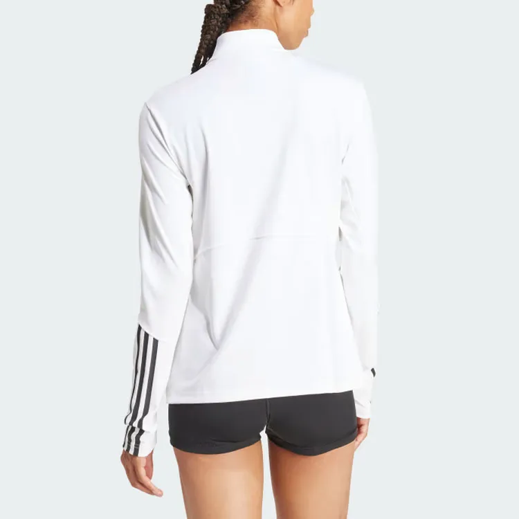 Adidas Hyperglam Training Quarter-Zip Track Top Workout Clothing Women's White-2