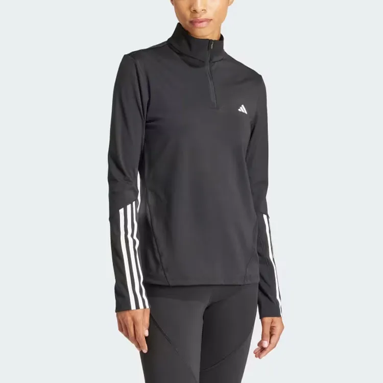 Adidas Hyperglam Training Quarter Zip Track Top Workout Clothing Women's Black-1