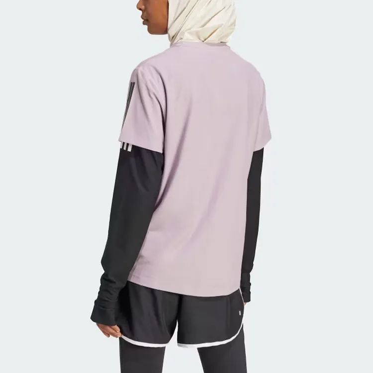 Adidas Drop Shoulder Sleeve T Shirt Women's Purple-2