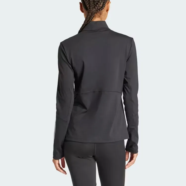 Adidas Hyperglam Training Quarter Zip Track Top Workout Clothing Women's Black-3