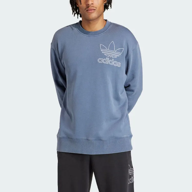 Adidas Originals Adicolor Outline Crewneck Sweatshirt Sweatshirt Men's Gray Blue-1