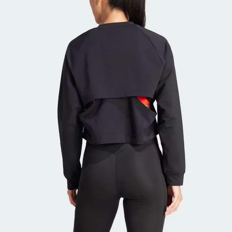 Adidas Power Hidden Racerback Overlay Cover Up Sweatshirt Women's Black-1