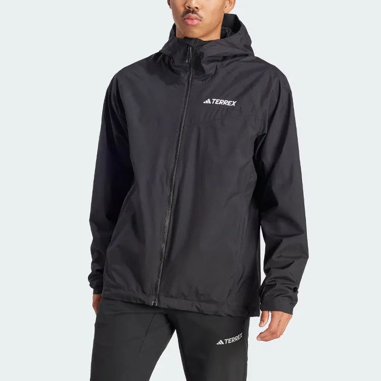 Adidas Outdoor Hiking Waterproof And Breathable Windbreaker Jacket Men's Black-2