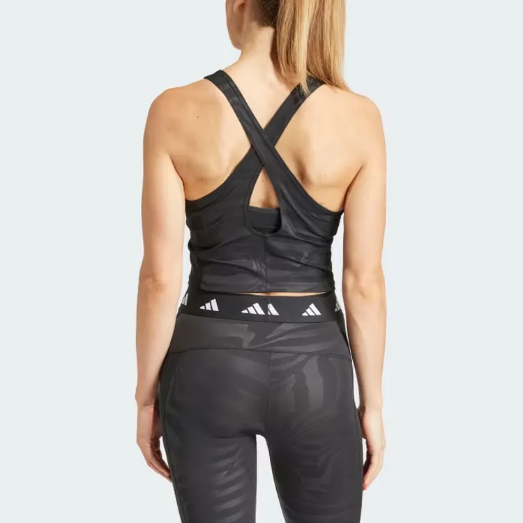 Adidas Free Shipping With AdiClub Techfit Printed Crop Training Tank Top-2