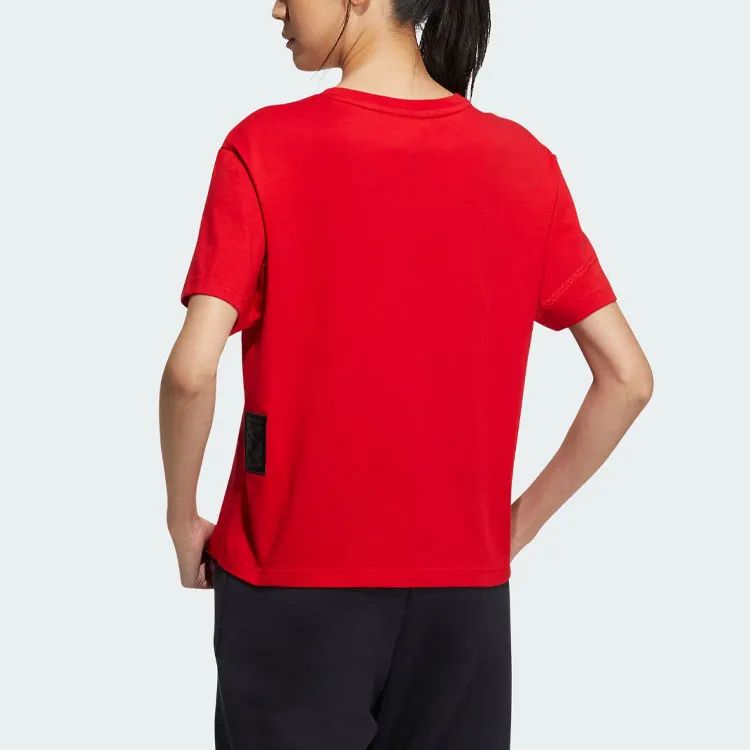 Adidas FW23 Drop Shoulder Sleeve T Shirt Women's Light Scarlet-2
