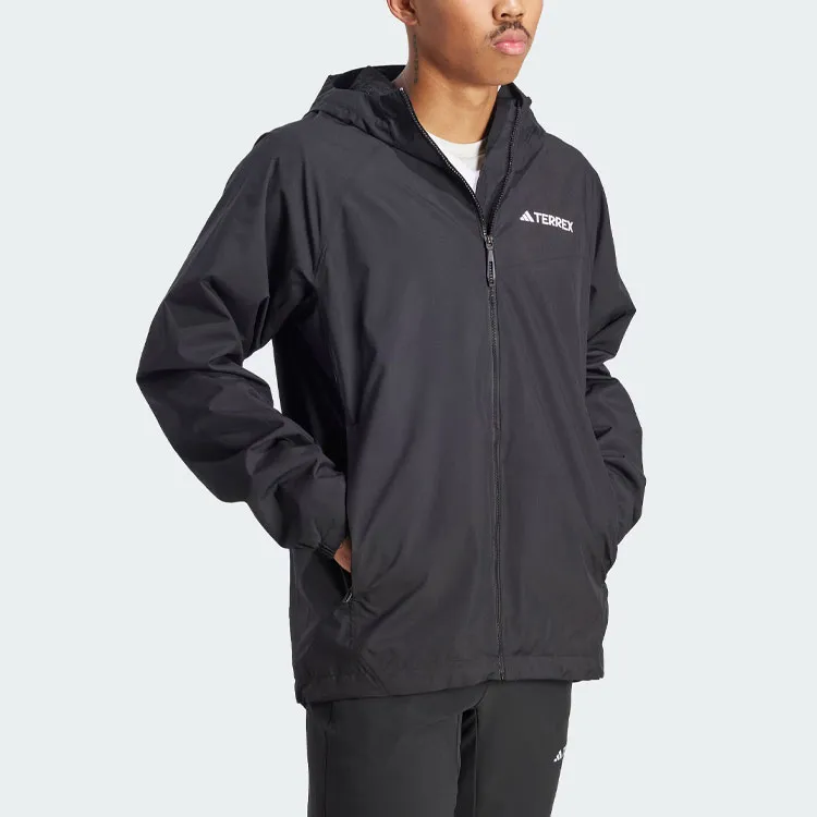 Adidas Outdoor Hiking Waterproof And Breathable Windbreaker Jacket Men's Black-4