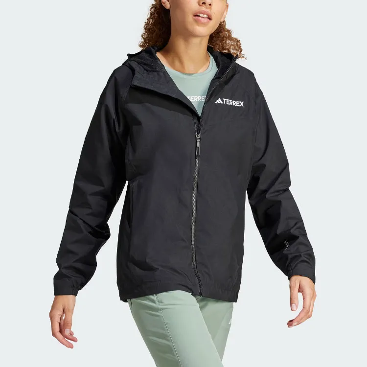 Adidas ULT Outdoor Hiking Water Resistant Windproof Breathable Rainproof Windbreaker Jacket Women's Black-3