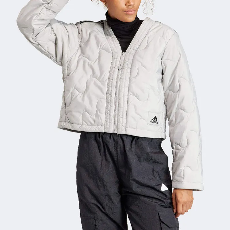 Adidas Free Shipping With AdiClub Nuganic Crop Light Insulation Jacket-1