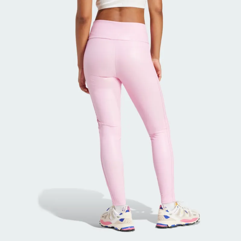 Adidas Originals Faux Leather Leggings Athletic Trousers Women's Pink-2