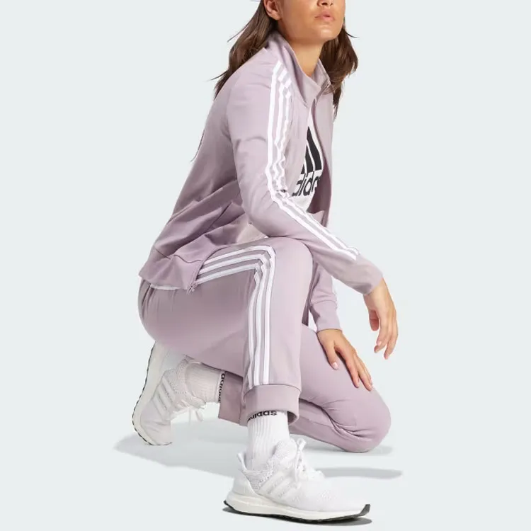 Adidas Women's Primegreen Essentials Warm Slim Tapered 3 Stripes Track Tracksuit Bottoms Preloved Fig-4
