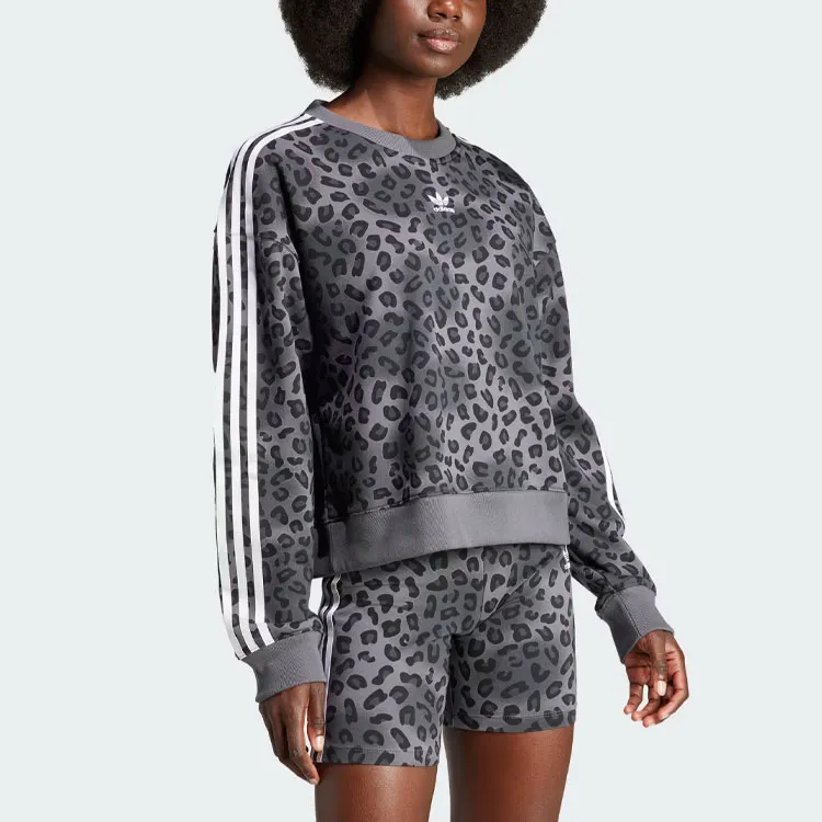Adidas Originals Leopard Luxe Trefoil Crew Sweatshirt-1