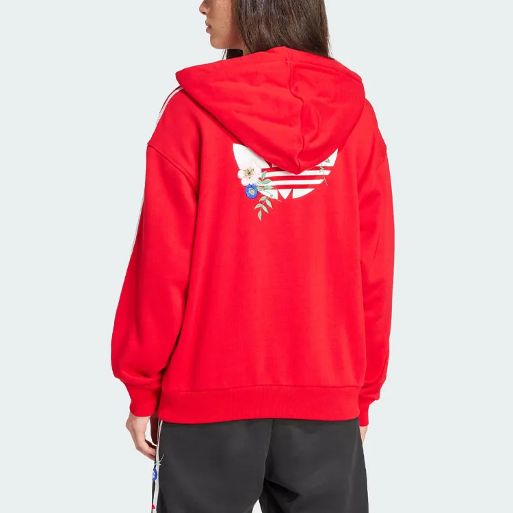 Adidas Originals Graphics Floral Hoodie Sweatshirt Women's Red-2